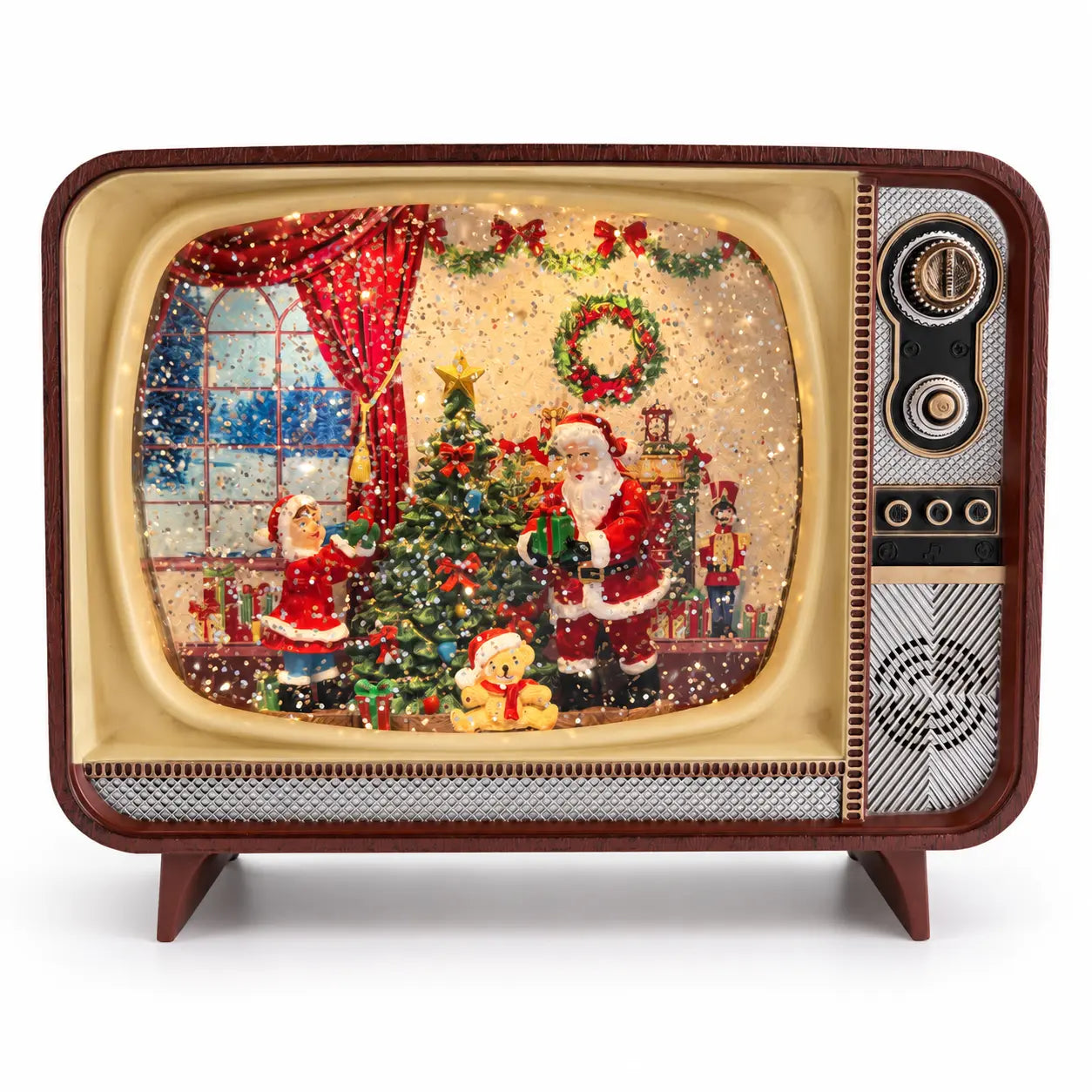 TV Mágica de Natal ligada, vista de frente